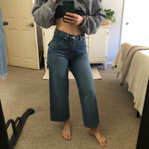 NEW Utility‎ Wide Leg Jeans Dark Wash Size 12 Boy Size 26 Women High Waist - Picture 2 of 9